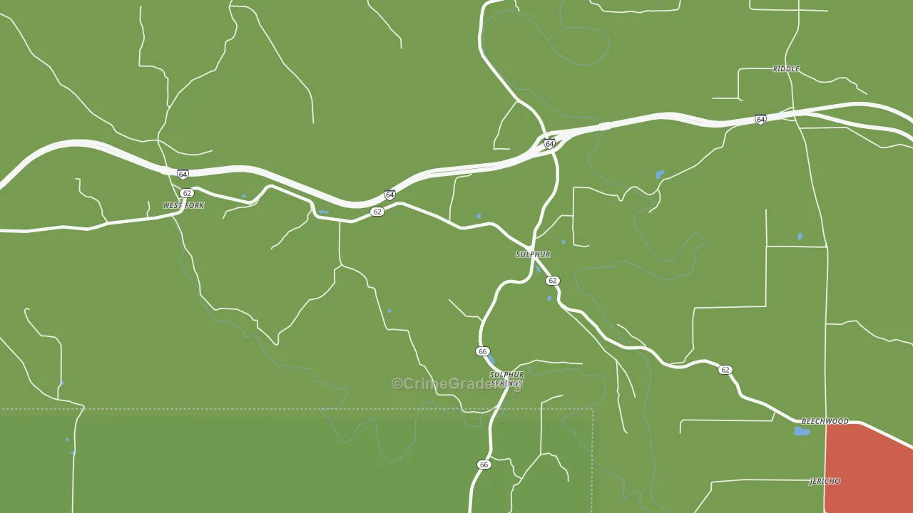 Sulphur, IN Map of Robbery Rates