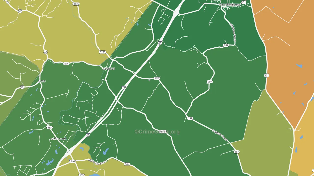 Sulphur, KY Map of Robbery Rates