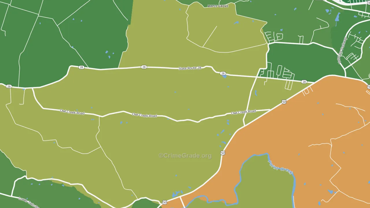 Sulphur Lick, OH Map of Robbery Rates