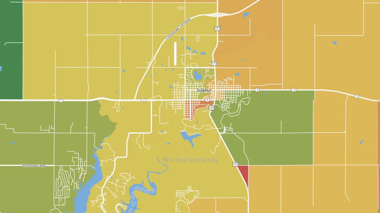 Sulphur, OK Map of Robbery Rates