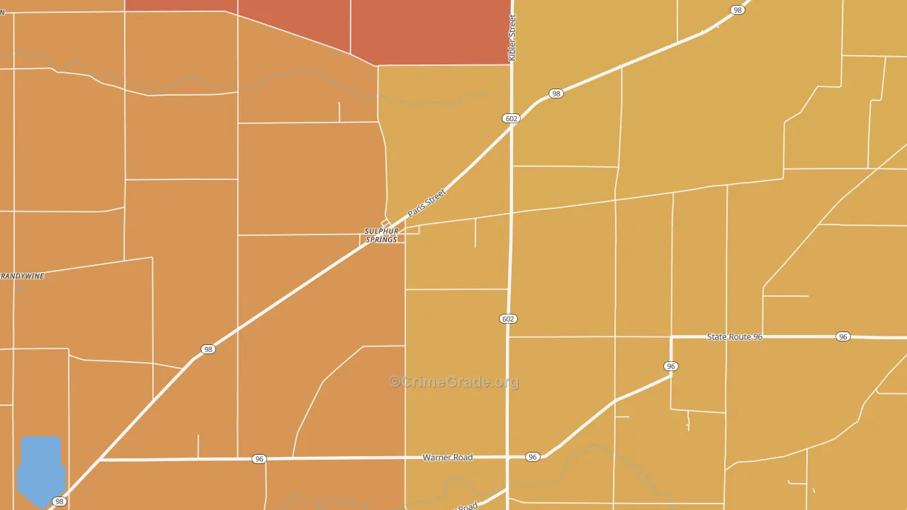 Sulphur Springs, OH Map of Robbery Rates