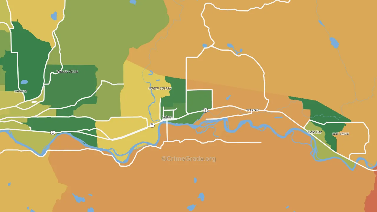 Sultan, WA Map of Robbery Rates