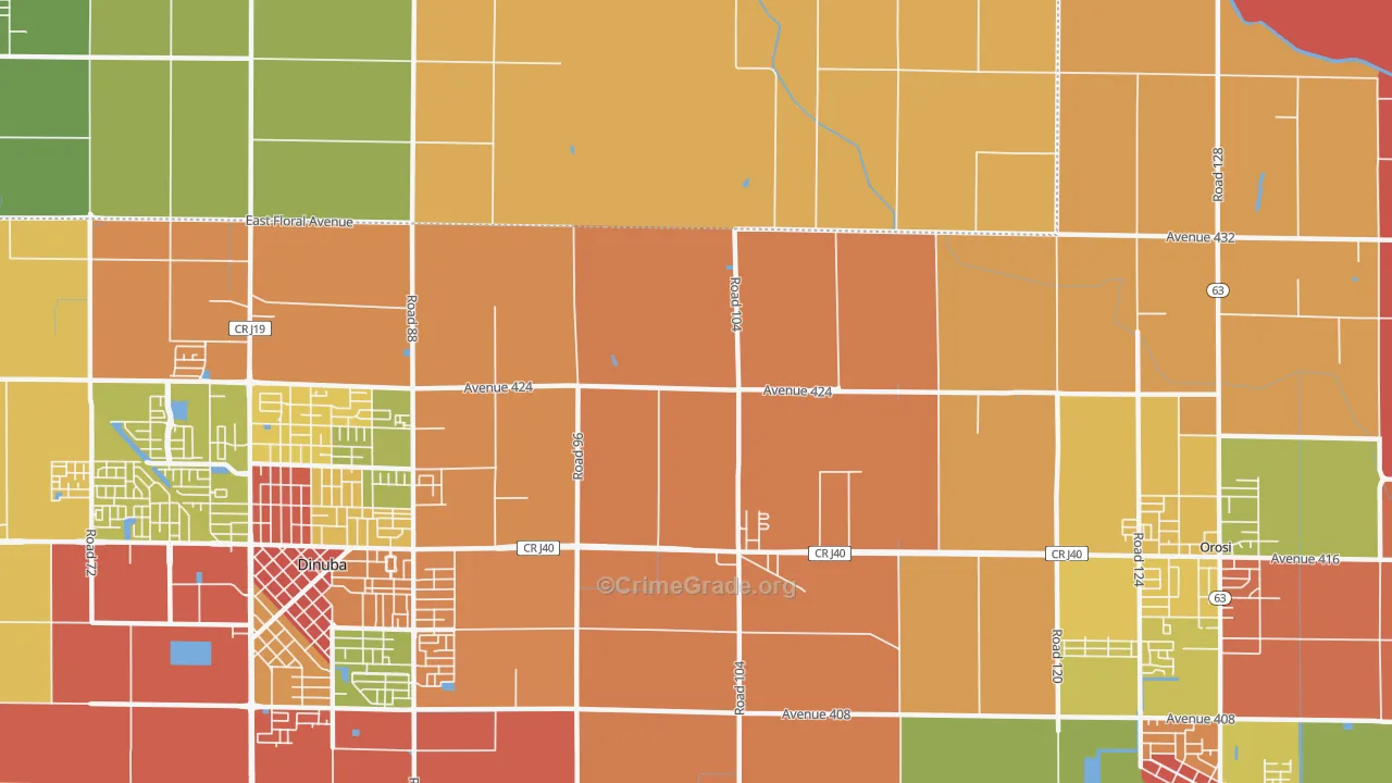 Sultana, CA Map of Robbery Rates