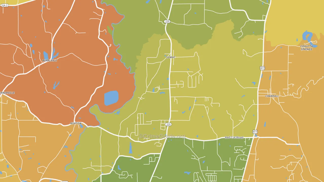 Sumac, GA Map of Robbery Rates