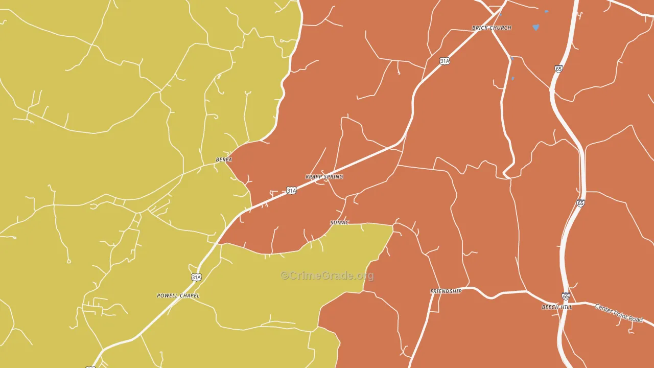 Sumac, TN Map of Robbery Rates