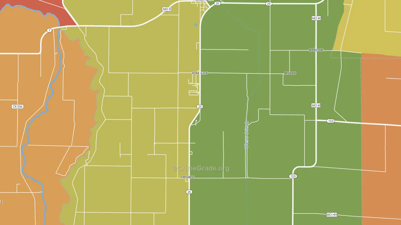 Sumach, MO Map of Robbery Rates