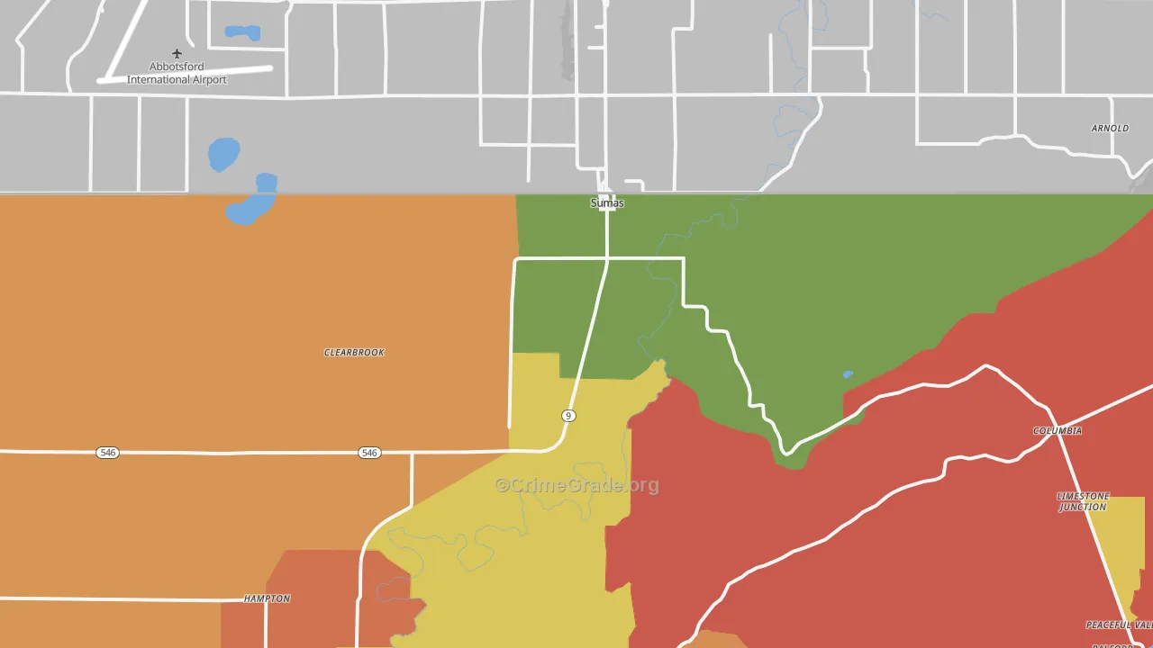 Sumas, WA Map of Robbery Rates