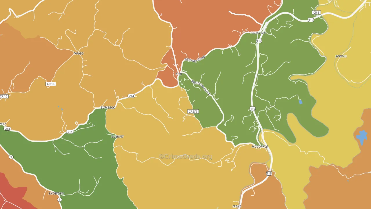 Sumerco, WV Map of Robbery Rates