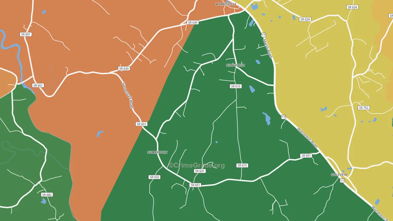 Sumerduck, VA Map of Robbery Rates