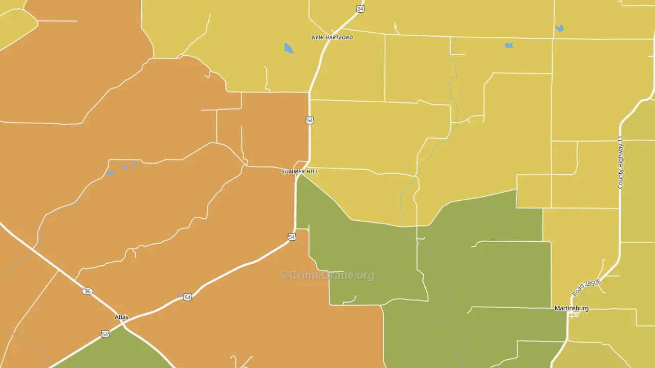 Summer Hill, IL Map of Robbery Rates