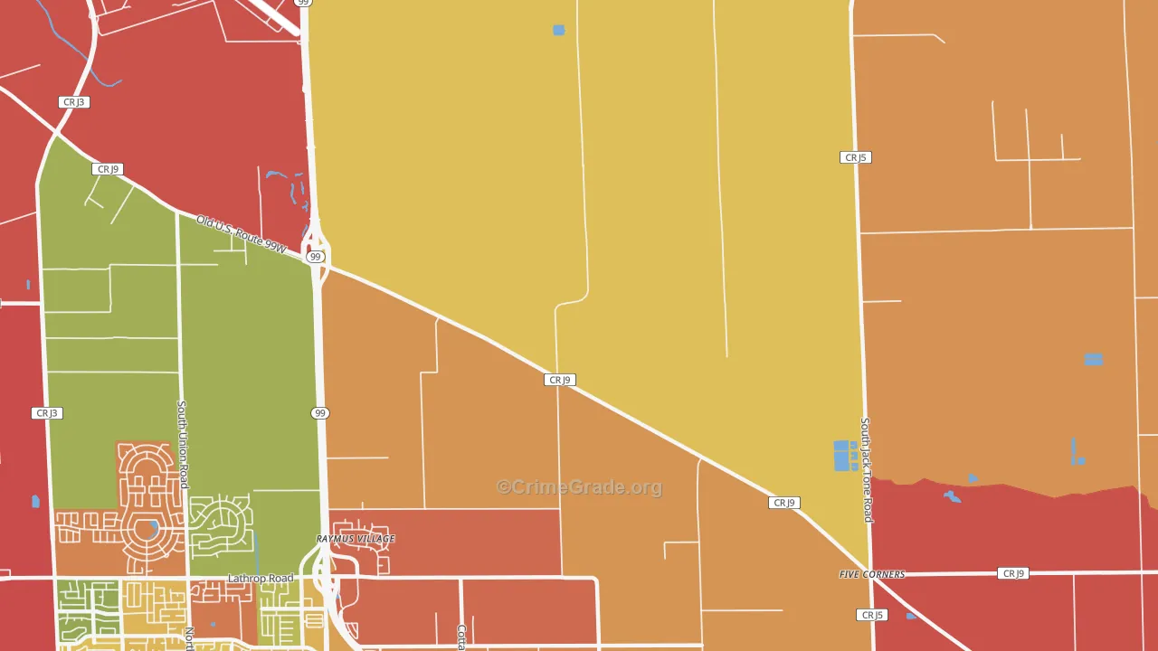 Summer Home, CA Map of Robbery Rates