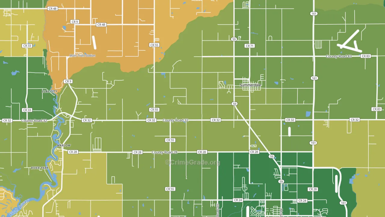 Summerdale, AL Map of Robbery Rates