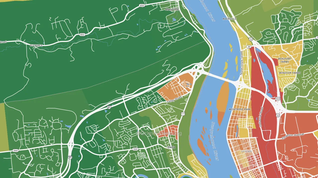 Summerdale, PA Map of Robbery Rates