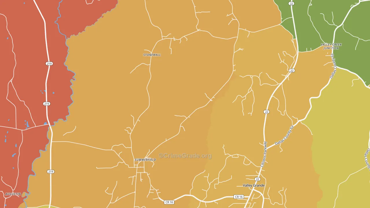 Summerfield, AL Map of Robbery Rates