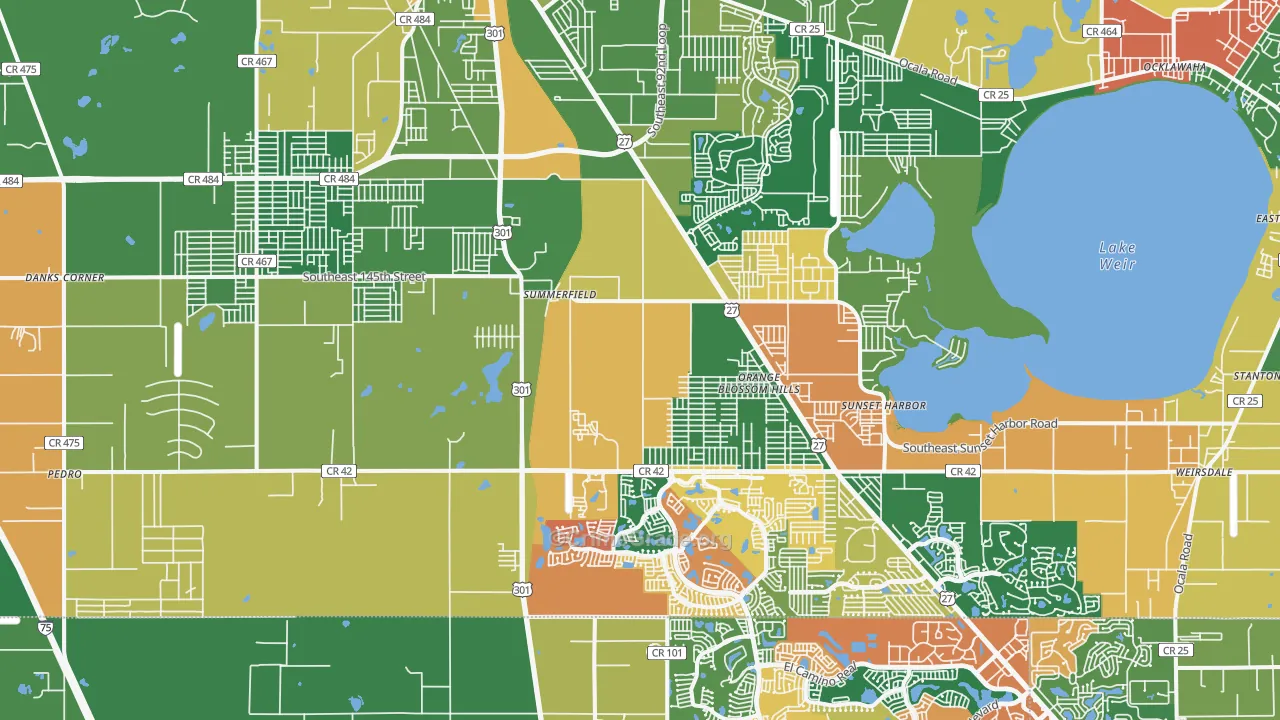 Summerfield, FL Map of Robbery Rates