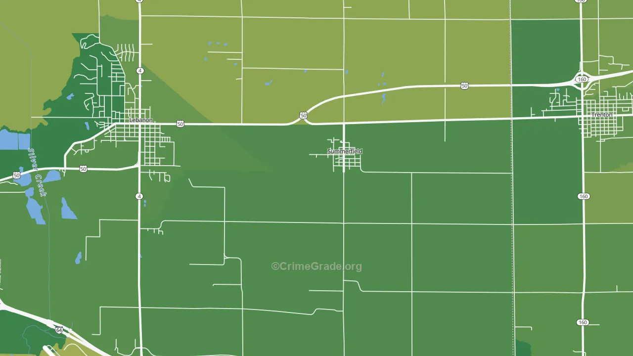 Summerfield, IL Map of Robbery Rates