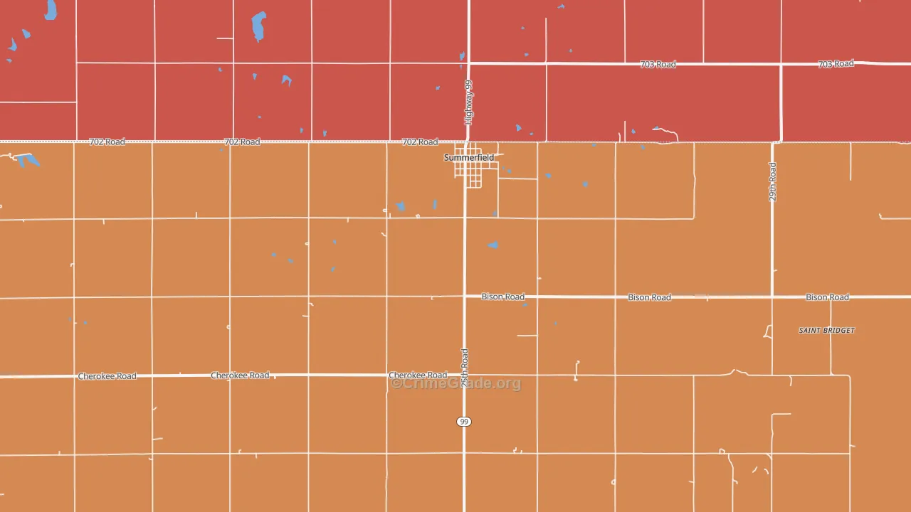 Summerfield, KS Map of Robbery Rates