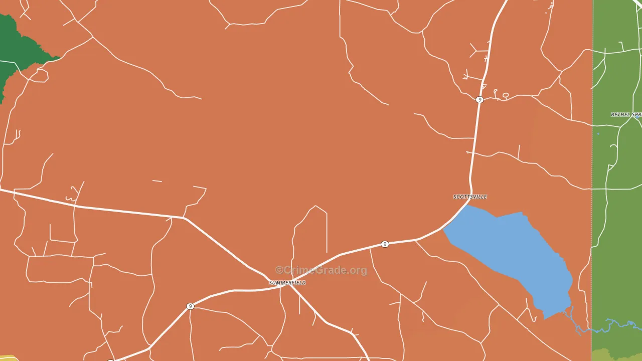 Summerfield, LA Map of Robbery Rates