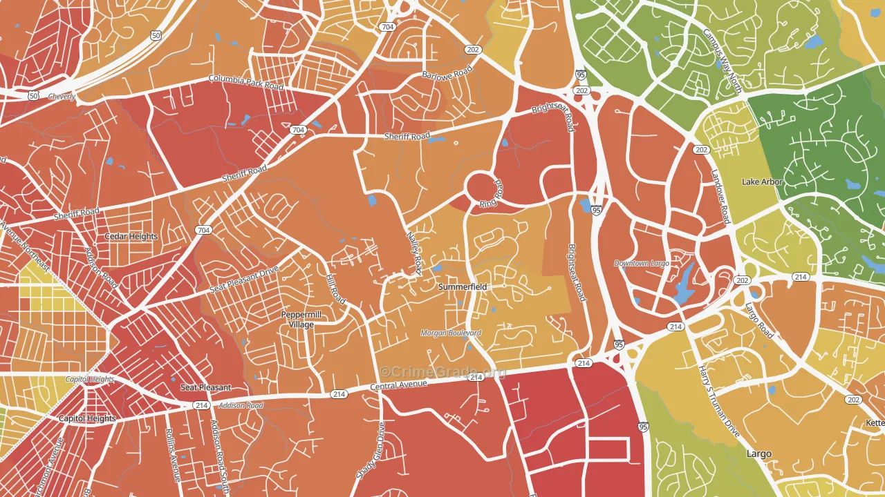Summerfield, MD Map of Robbery Rates