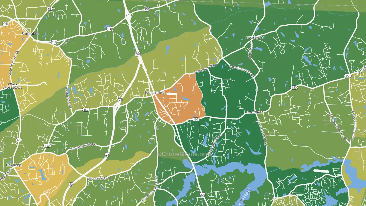 Summerfield, NC Map of Robbery Rates