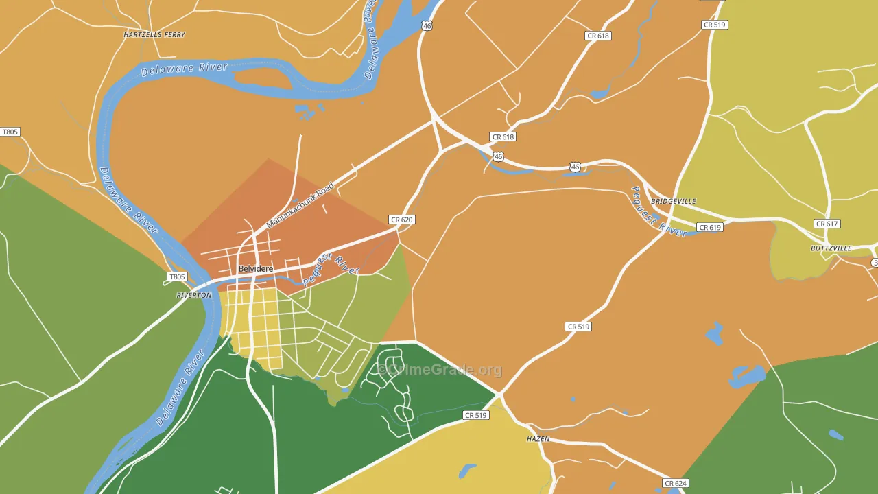 Summerfield, NJ Map of Robbery Rates