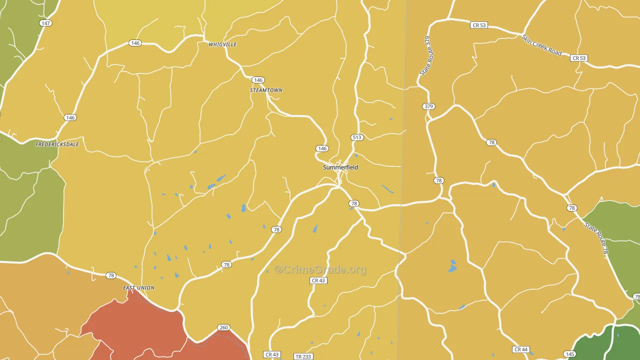 Summerfield, OH Map of Robbery Rates