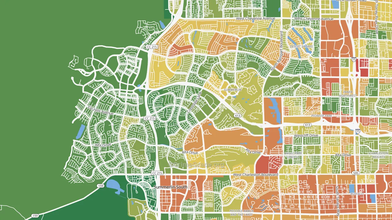 Summerlin North, Las Vegas, NV Map of Robbery Rates