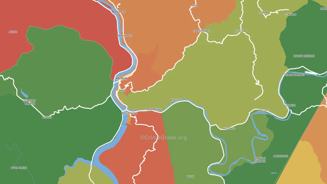 Summers County, WV Map of Robbery Rates