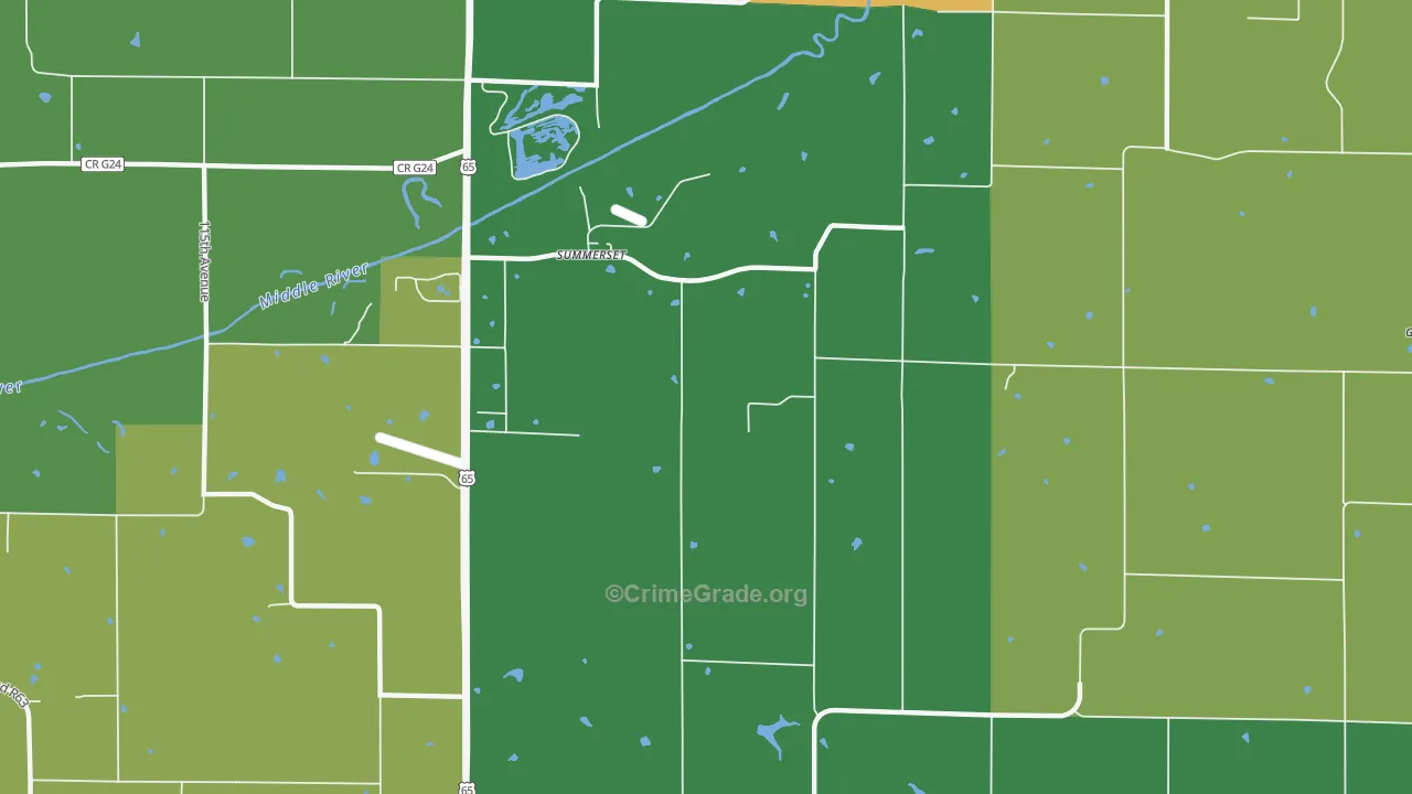 Summerset, IA Map of Robbery Rates