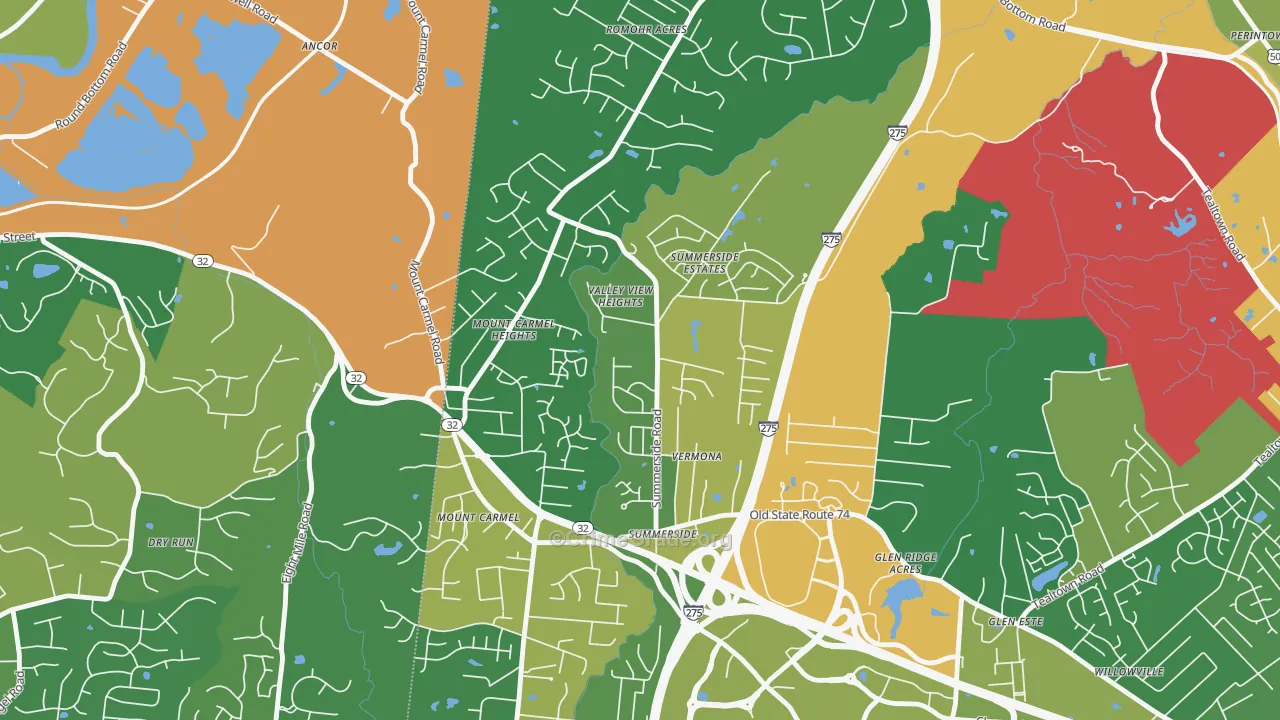 Summerside, Cincinnati, OH Map of Robbery Rates