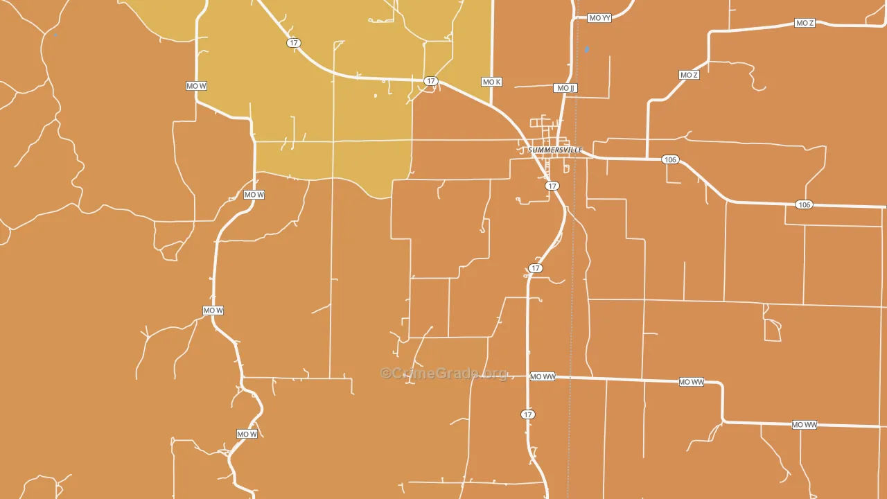 Summersville, MO Map of Robbery Rates