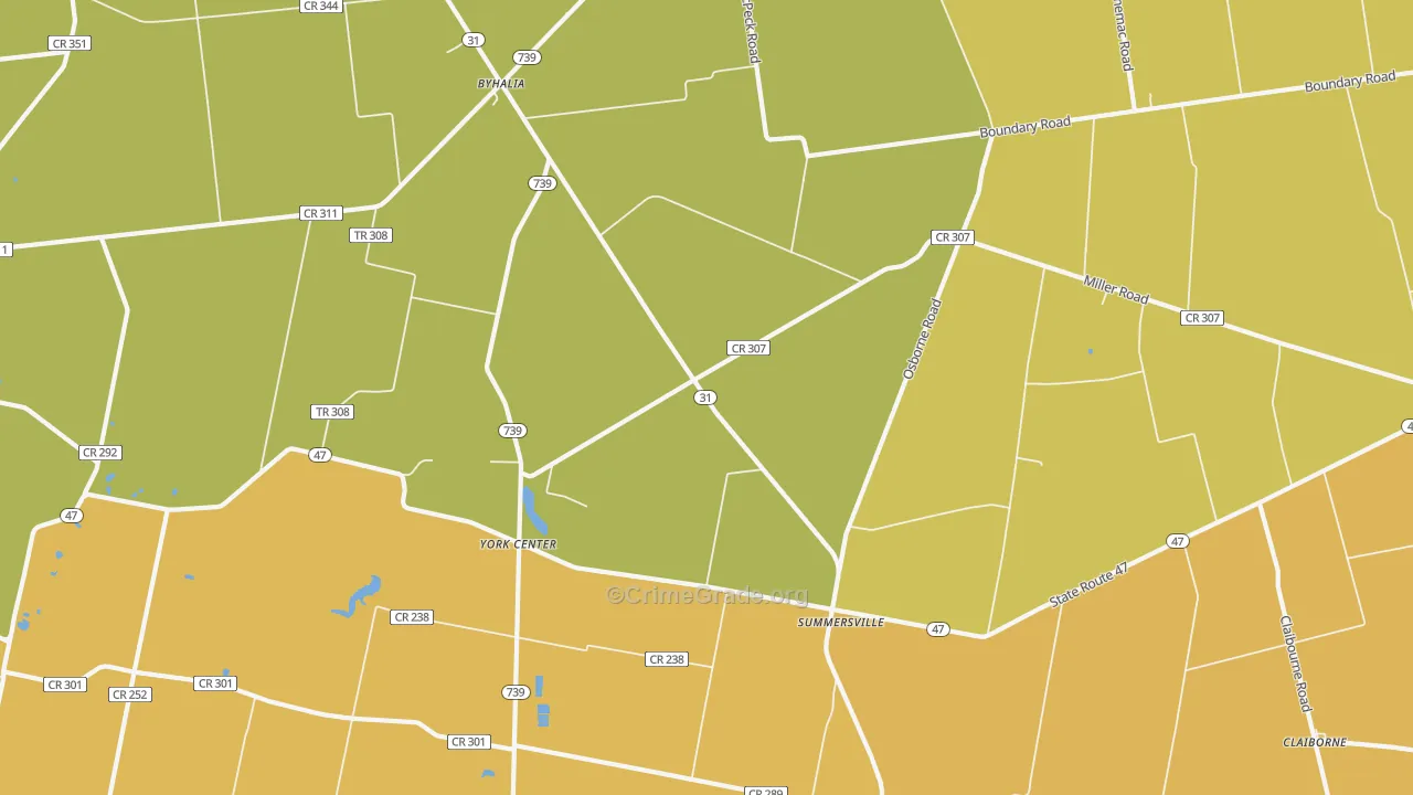 Summersville, OH Map of Robbery Rates
