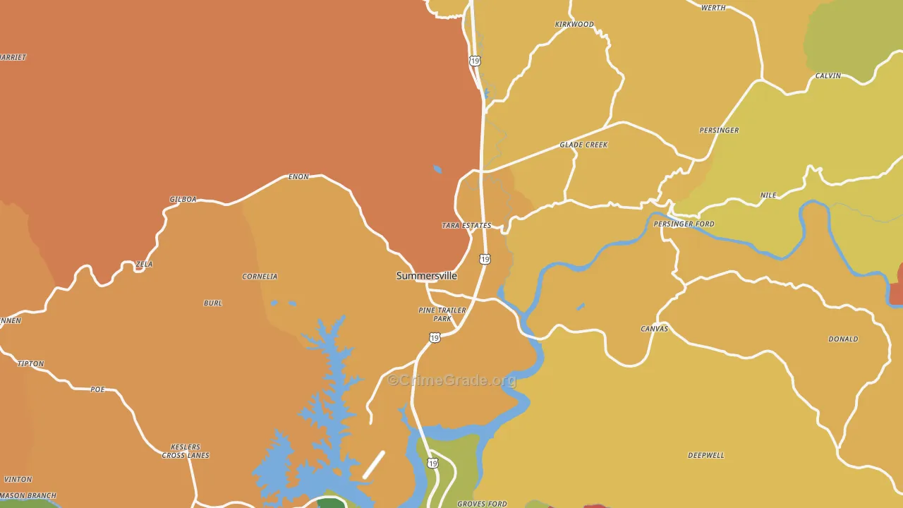 Summersville, WV Map of Robbery Rates