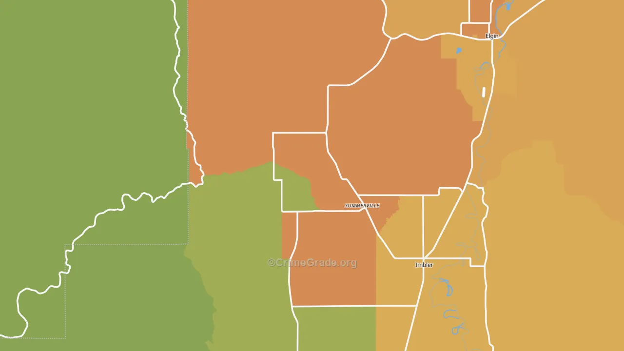 Summerville, OR Map of Robbery Rates