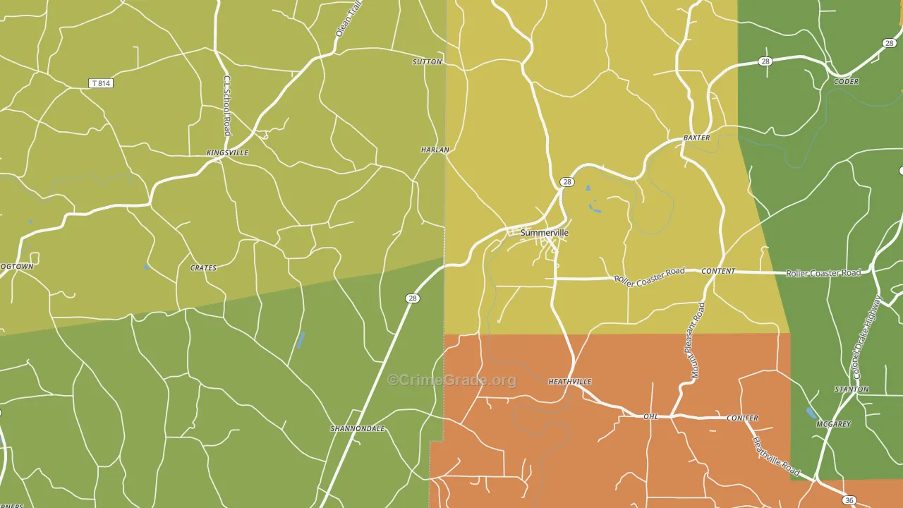 Summerville, PA Map of Robbery Rates