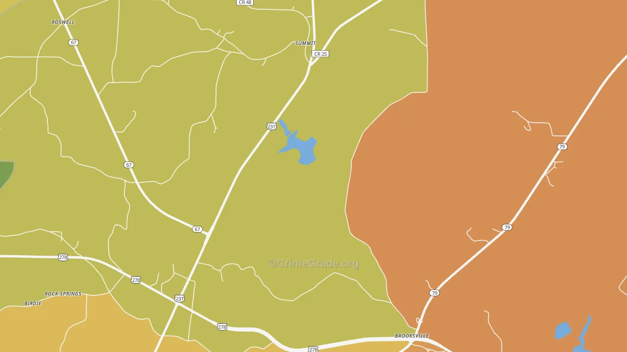 Summit, AL Map of Robbery Rates