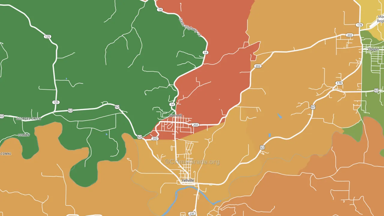 Summit, AR Map of Robbery Rates