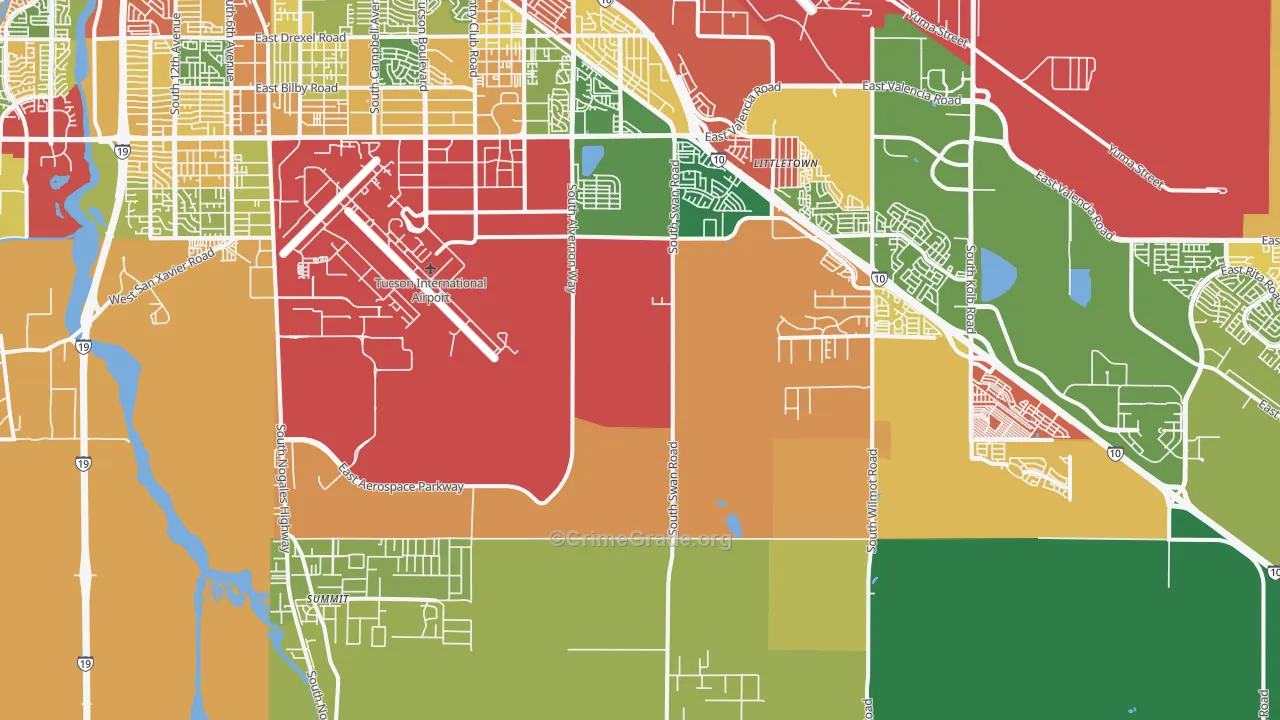 Summit, AZ Map of Robbery Rates