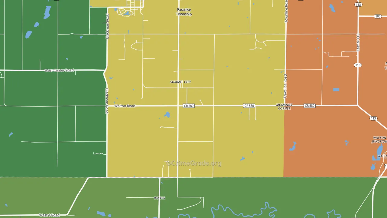 Summit City, MI Map of Robbery Rates