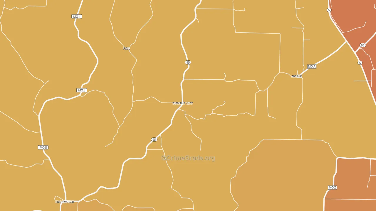 Summit City, MO Map of Robbery Rates