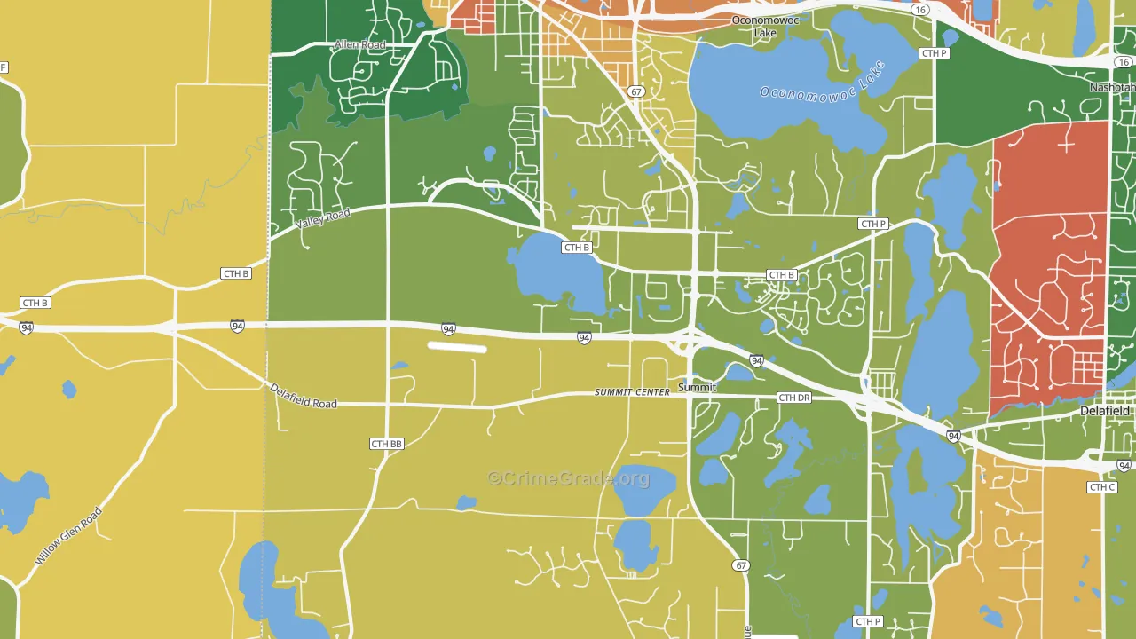 Summit Corners, WI Map of Robbery Rates