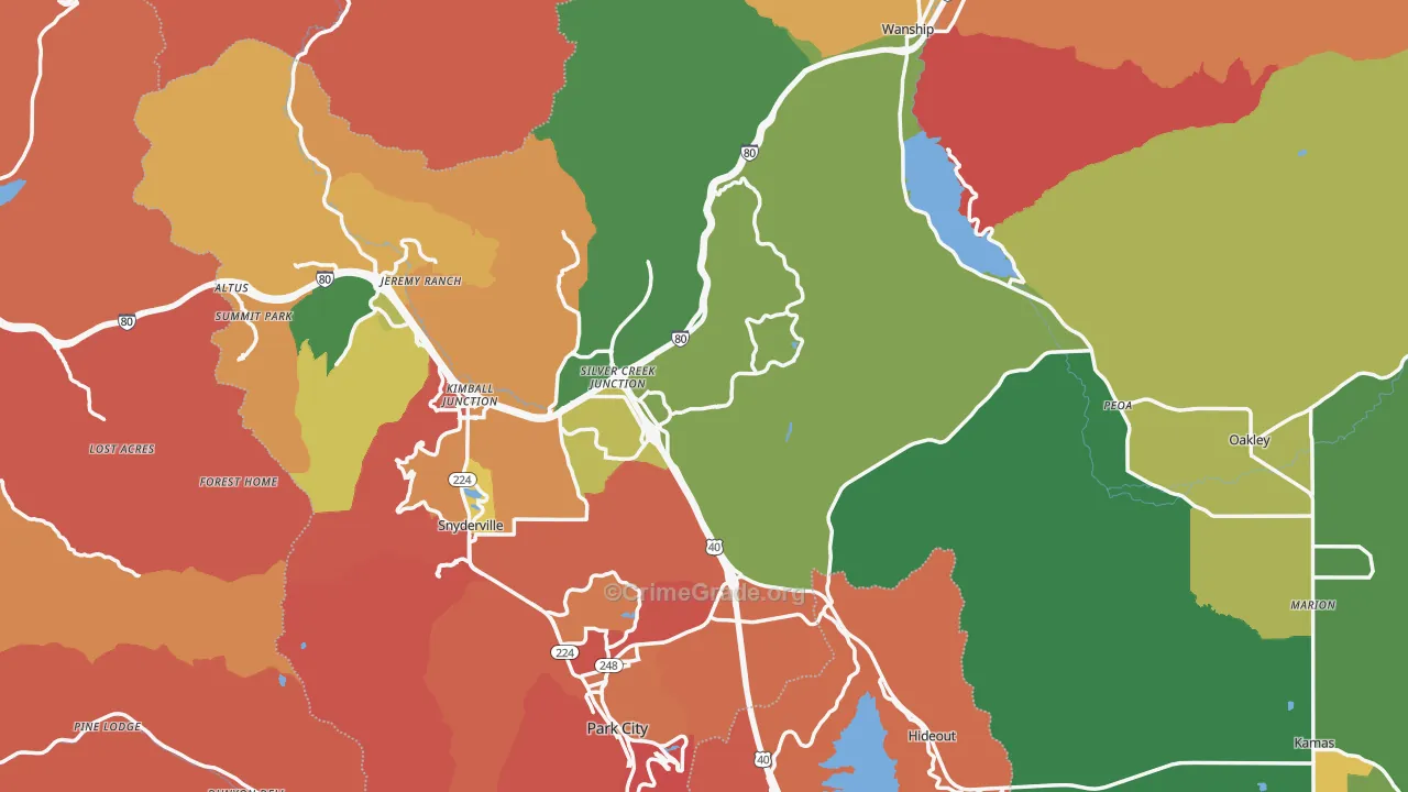 Summit County, UT Map of Robbery Rates