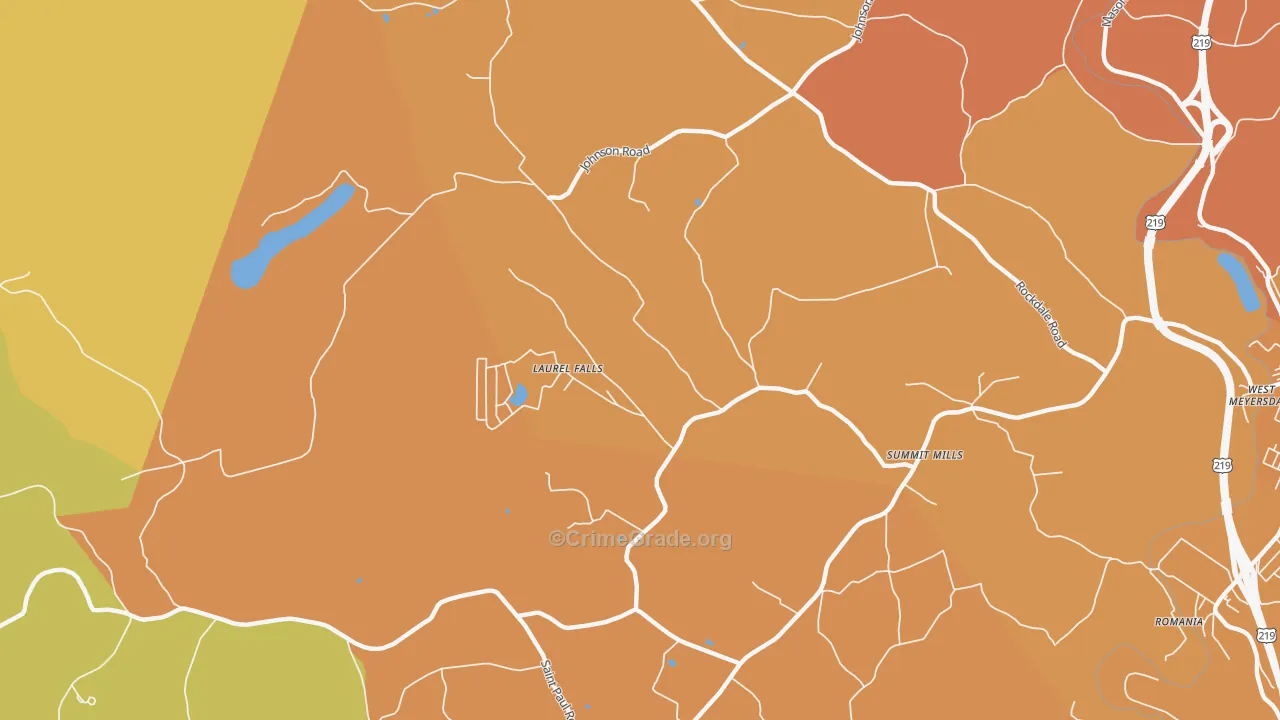 Summit Mills, PA Map of Robbery Rates