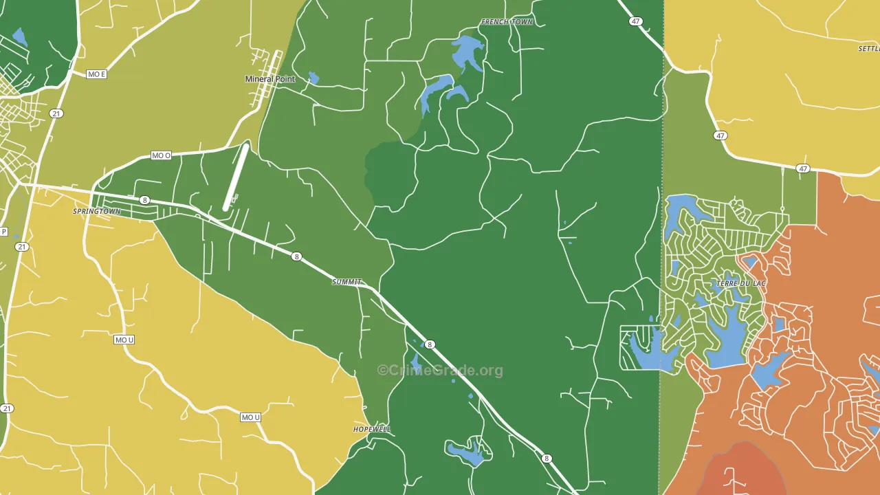 Summit, MO Map of Robbery Rates