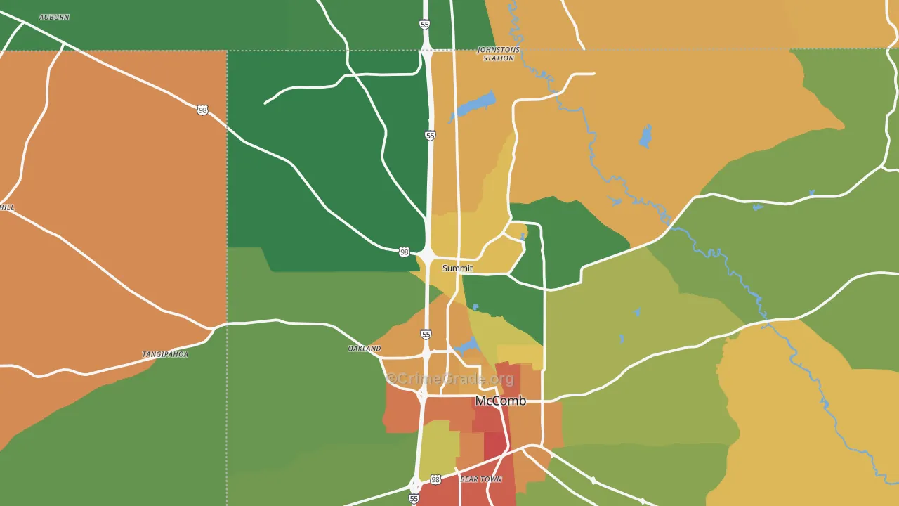Summit, MS Map of Robbery Rates
