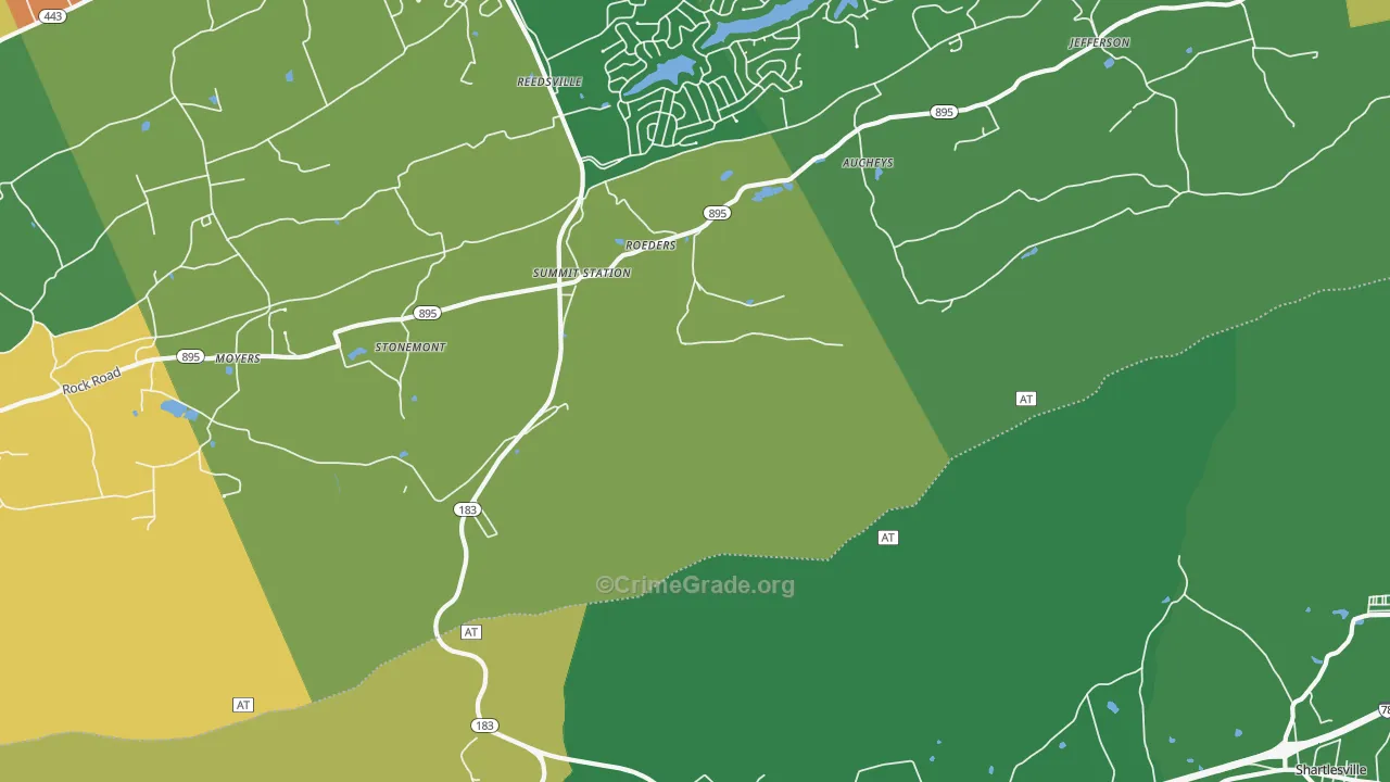 Summit Station, PA Map of Robbery Rates