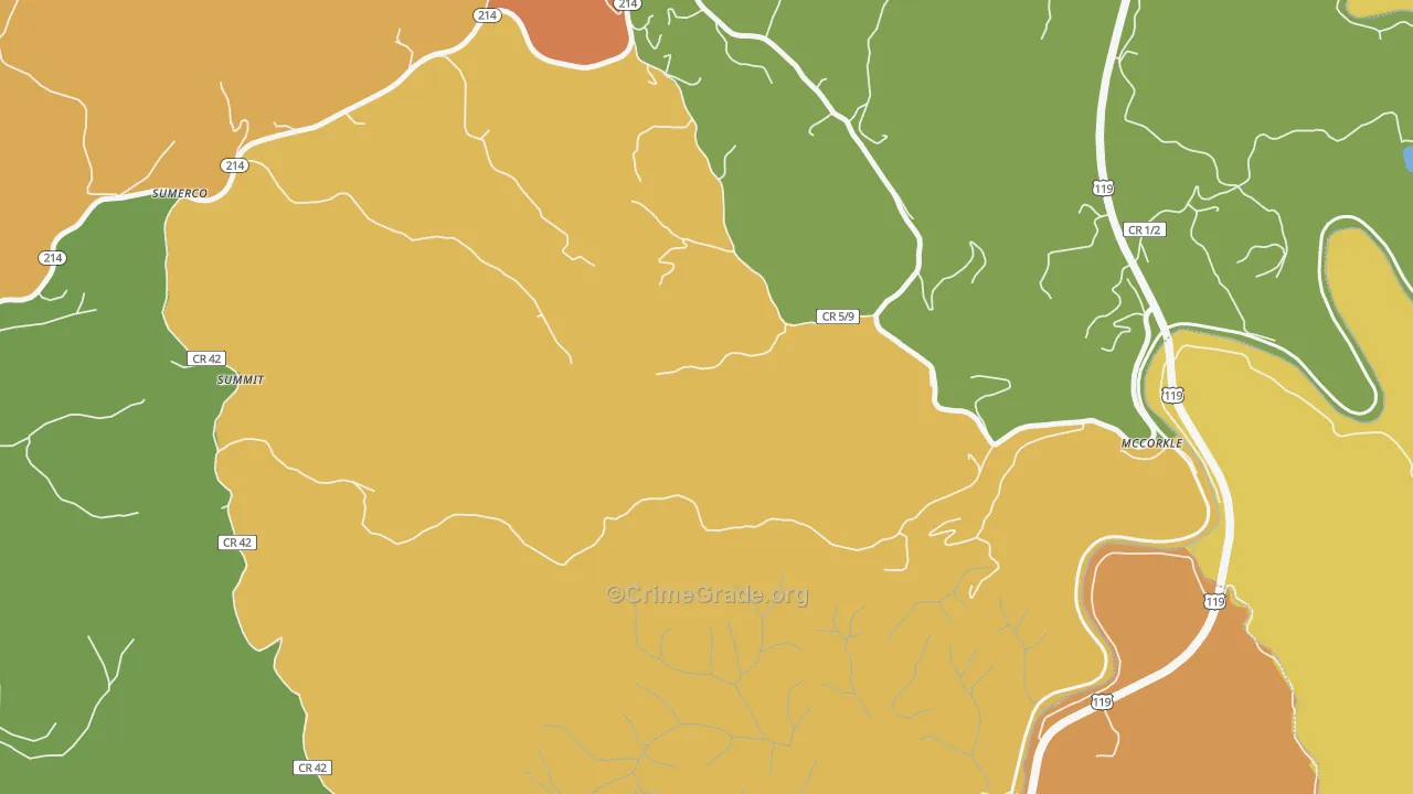 Summit, WV Map of Robbery Rates