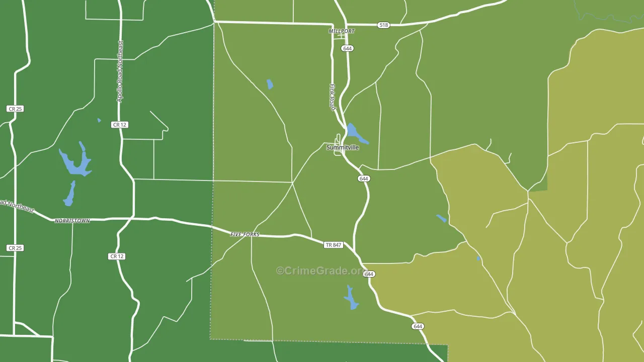Summitville, OH Map of Robbery Rates