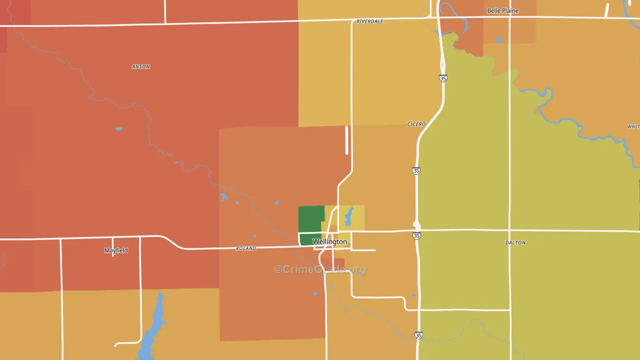 Sumner County, KS Map of Robbery Rates