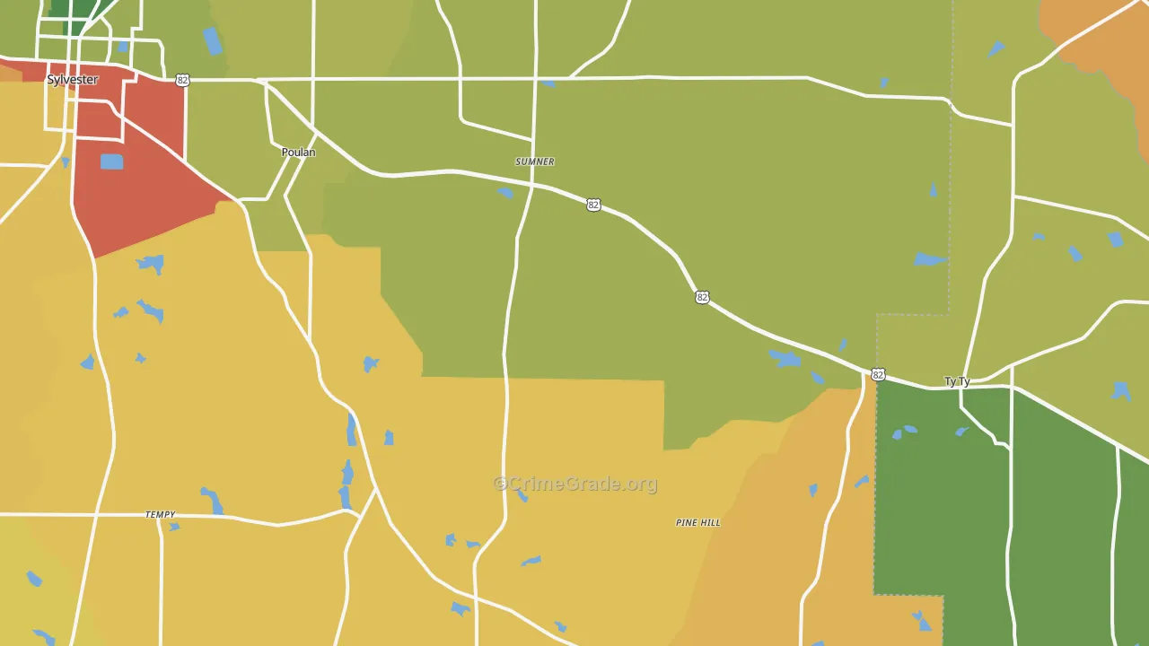 Sumner, GA Map of Robbery Rates